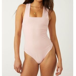FREE PEOPLE She's So Sleek Bodysuit / Silver Pink